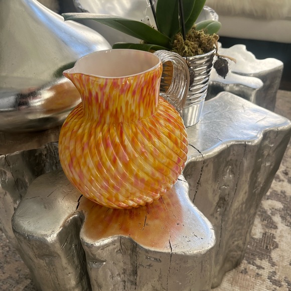 Made by web in England Victorian glass swirl rib, optic Polychrome ball pitcer - Picture 7 of 15